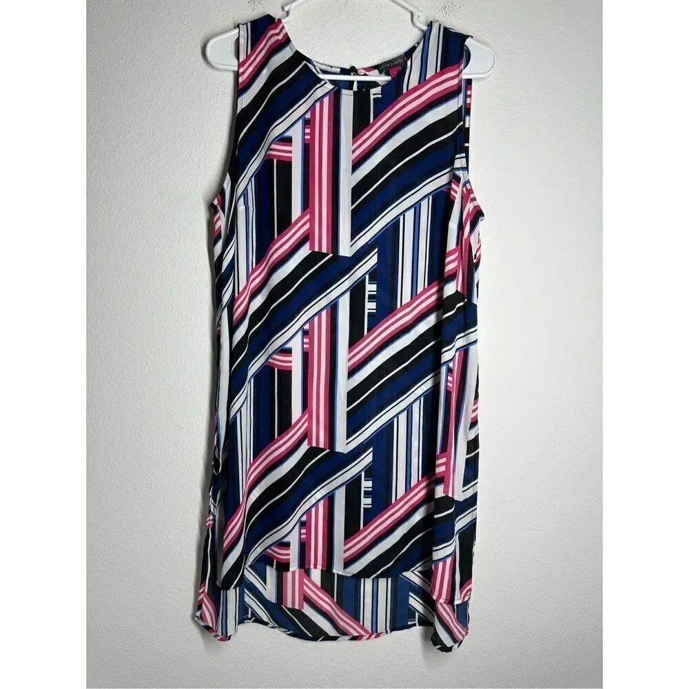 Vince Camuto Long Tunic Sleeveless Side Slits Multi Color Size L See description